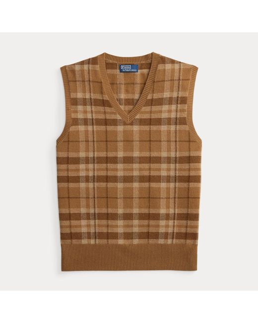 Polo Ralph Lauren Brown Plaid Cashmere Sweater Vest for men