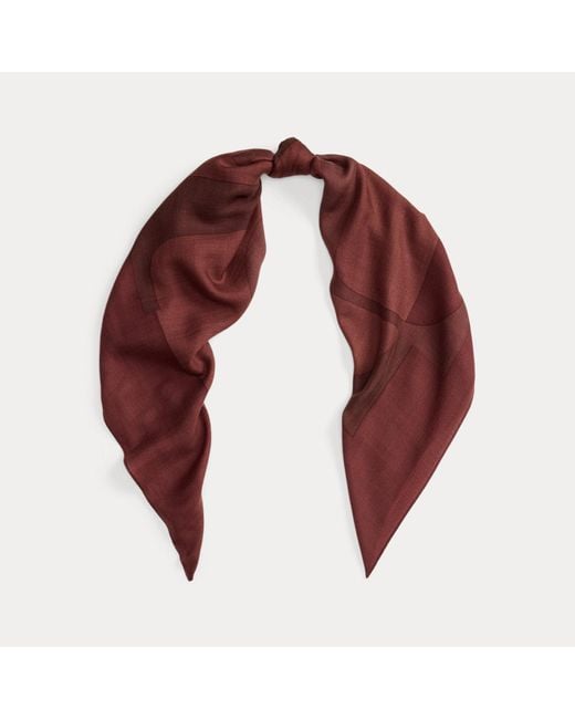 Ralph Lauren Red Ralph Lauren Logo Jacquard Wool-Silk Square Scarf