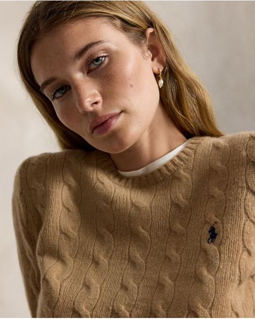 Polo Ralph Lauren Natural Cable Wool-Cashmere Crewneck Jumper