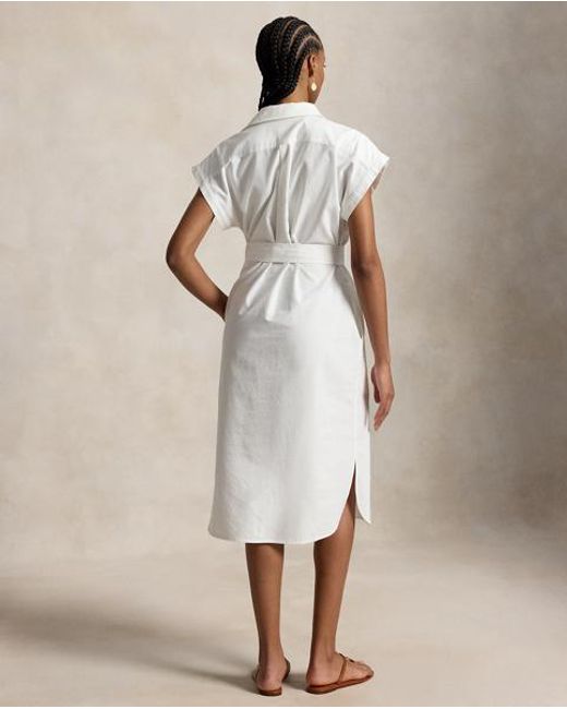 Polo Ralph Lauren Natural Belted Cotton Oxford Shirtdress