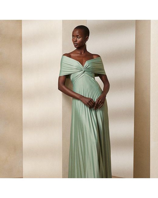 Ralph Lauren Collection Green Ralph Lauren Merridan Pleated Jersey Evening Dress