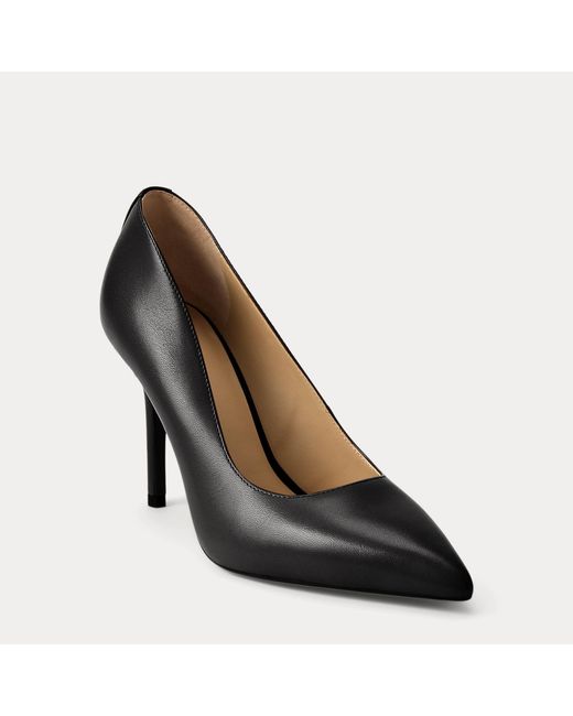 Ralph Lauren Black Lindella Ii Leather Pump