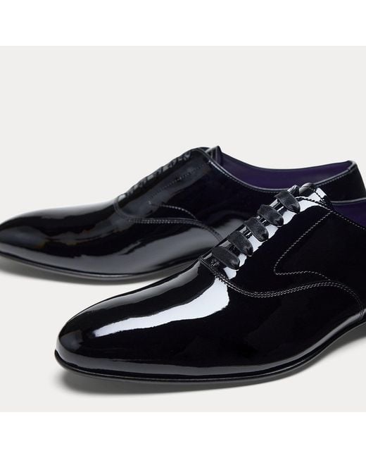 Ralph Lauren Black Paget Patent Calfskin Shoe for men