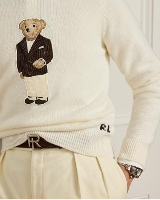Ralph Lauren Kaschmirpullover Mit Polo Bear in Natural für Herren