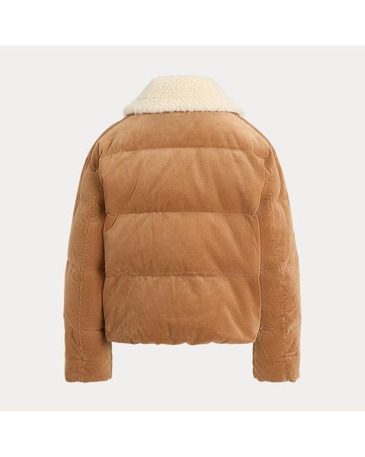 Polo Ralph Lauren Brown Fleece-Collar Corduroy Down Puffer