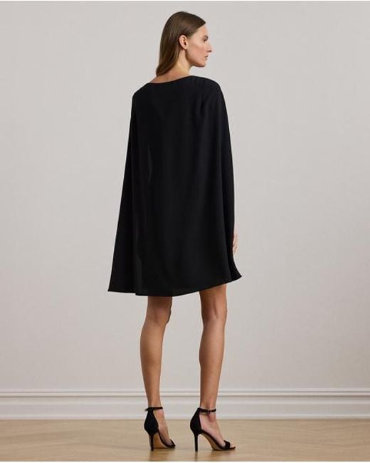 Ralph Lauren Black Cape Georgette Cocktail Dress
