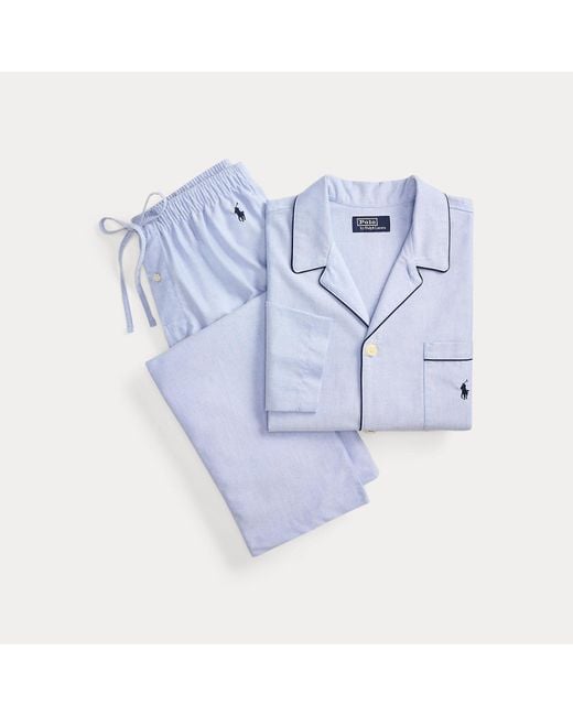 Ralph Lauren Blue Cotton Oxford Pajama Set for men