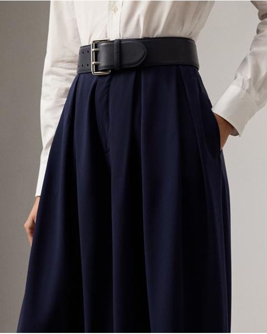 Ralph Lauren Blue Greer Wool Gabardine Pleated Trouser