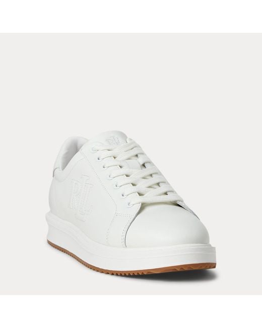 Ralph Lauren White Ainsley Leather Trainer