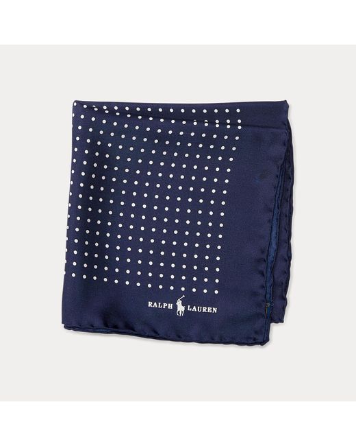 Polo Ralph Lauren Blue Polka-Dot Silk Pocket Square for men