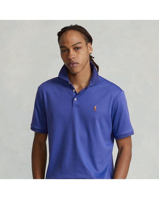 Ralph Lauren Custom Slim Fit Soft Cotton Polo Shirt in Blue for Men | Lyst