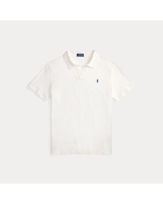 Polo Ralph Lauren White Standard Fit Cotton-Linen Polo Shirt for men