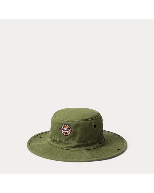 Cappellino bob in tela con logo di Polo Ralph Lauren in Green da Uomo