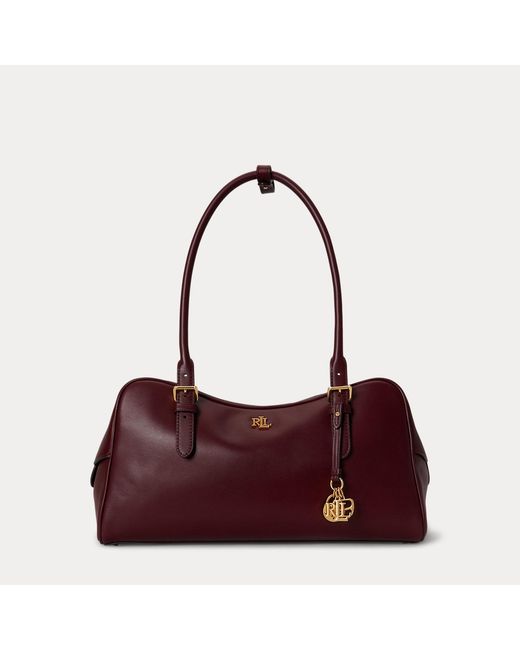 Ralph Lauren Purple Large Leather Marcy Zip Satchel
