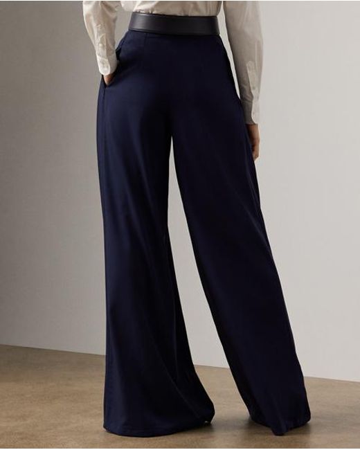 Ralph Lauren Blue Greer Wool Gabardine Pleated Trouser