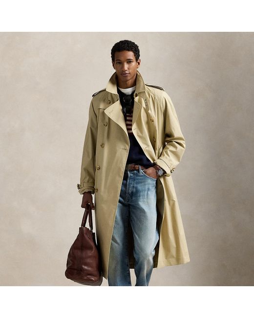 Polo Ralph Lauren Blue Stretch Poplin Trench Coat for men