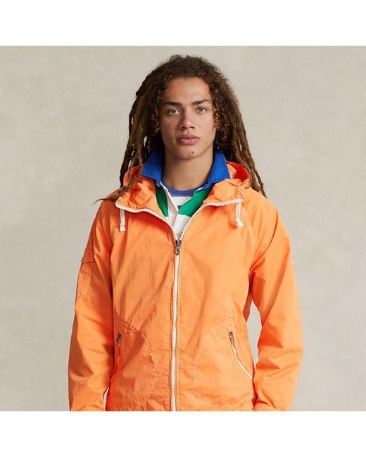 Ralph Lauren Orange Garment-dyed Twill Hooded Jacket for men