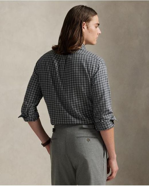 Polo Ralph Lauren Kariertes Custom-Fit-Hemd Aus Twill in Gray für Herren