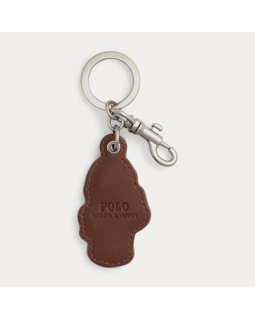 Polo Ralph Lauren Brown Polo Bear Leather Key Fob for men