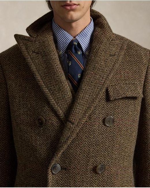 Polo Ralph Lauren Brown The Herringbone Tweed Polo Coat for men