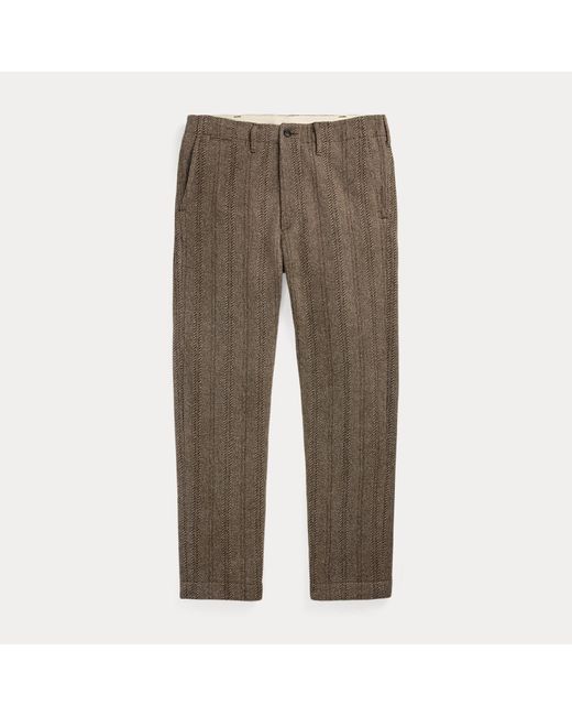 RRL Wol-Katoenen Officer Broek Met Visgraat in het Brown voor heren