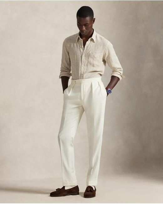 Polo Ralph Lauren Natural Custom Fit Striped Linen Shirt for men