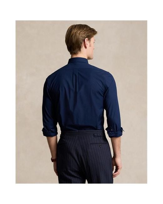 Polo Ralph Lauren Blue Slim Fit Stretch Poplin Shirt for men