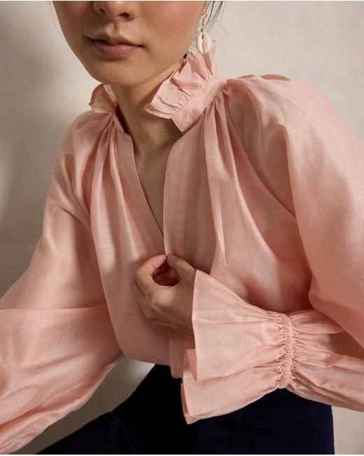 Ralph Lauren Pink Cotton-Silk Organdy Shirt