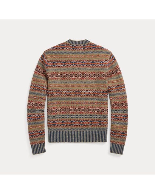 RRL Handbestickter Fair-Isle-Pullover in Brown für Herren