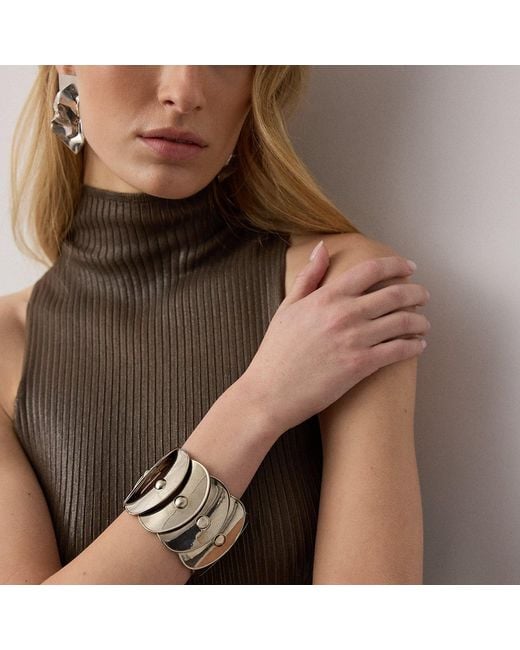 Ralph Lauren Brown Antiqued Overlapping Disc Cuff