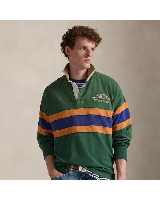 Polo Ralph Lauren Green Vintage Fit Embroidered Rugby Shirt for men