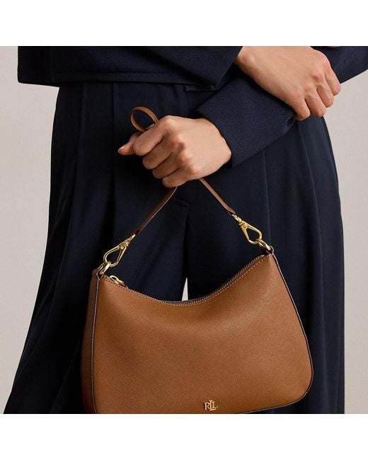 Ralph Lauren Brown Ralph Lauren Crosshatch Leather Medium Danni Bag