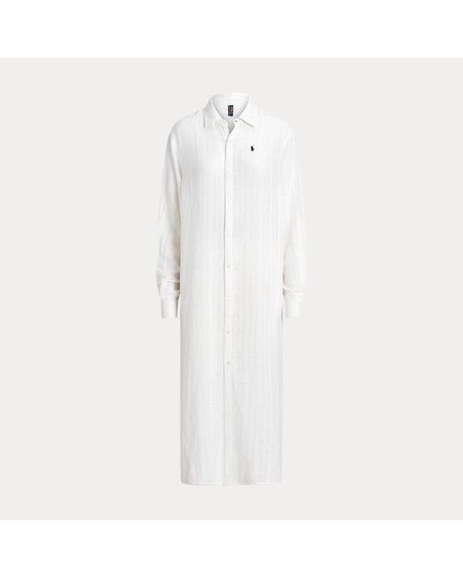 Copricostume chemisier in lino e cotone di Ralph Lauren in White