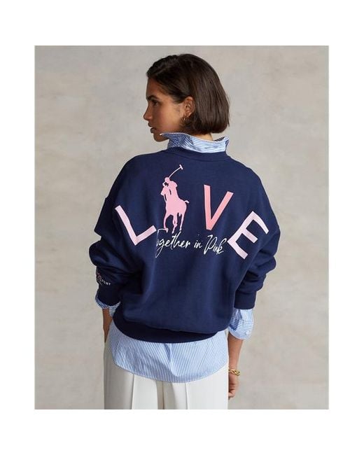 Ralph Lauren Blue Rundhals-Sweatshirt mit Pink Pony