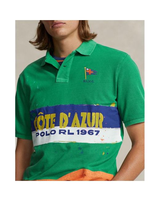 Polo Ralph Lauren Classic Fit Mesh Polo-shirt Met Print in het Green voor heren