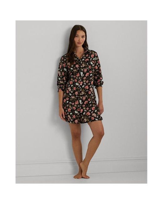 Ralph Lauren Floral Cotton blend Lawn Sleep Shirt in Black Lyst UK