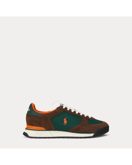 Polo Ralph Lauren Varick Suede-Paneled Sneaker Chocolate Brown Forrest Green Polo Ralph Lauren | Men main image 4