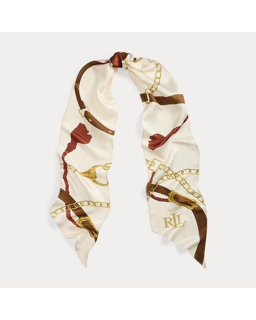 Sciarpa in seta con stampa a cinture di Ralph Lauren in Metallic