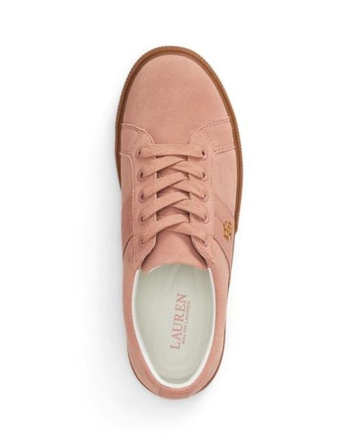 Ralph Lauren Pink Janson Ii Suede & Nappa Leather Trainer