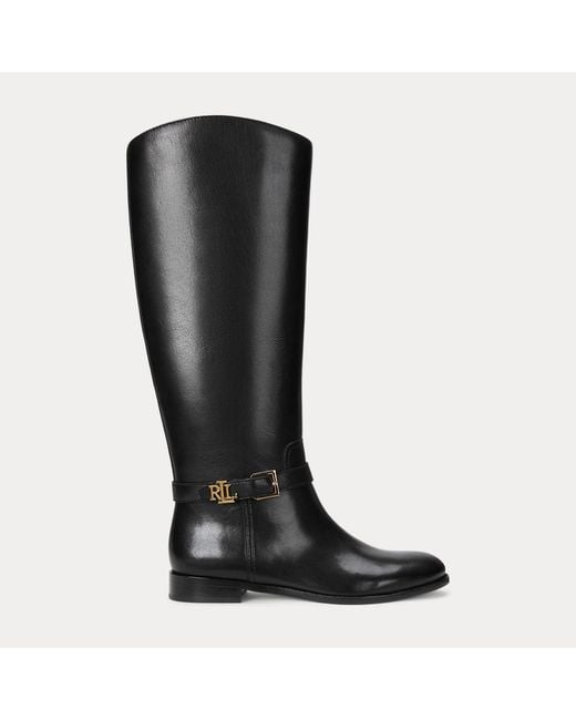 Ralph Lauren Black Brooke Calfskin Tall Boot