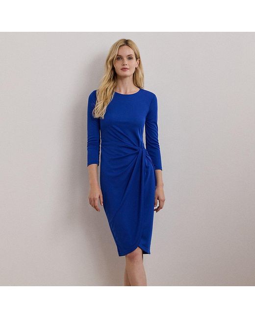 Ralph Lauren Twist-Front Stretch Jersey Dress in Blue | Lyst UK