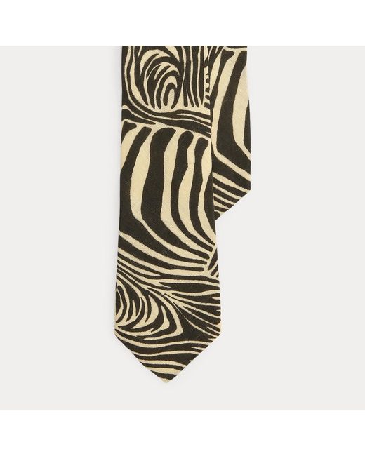Ralph Lauren Green Zebra-Print Linen Tie for men