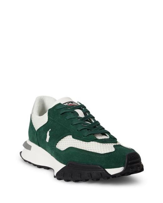 Polo Ralph Lauren Green Eldridge Suede-Panelled Trainer for men