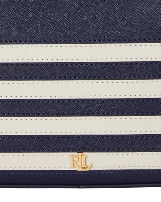 Ralph Lauren White Striped Leather Medium Danni Bag
