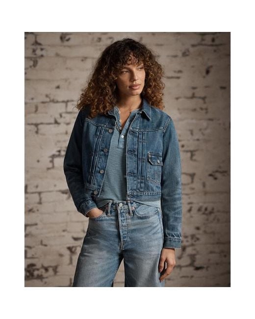 RRL Blue Cropped Denim Jacket