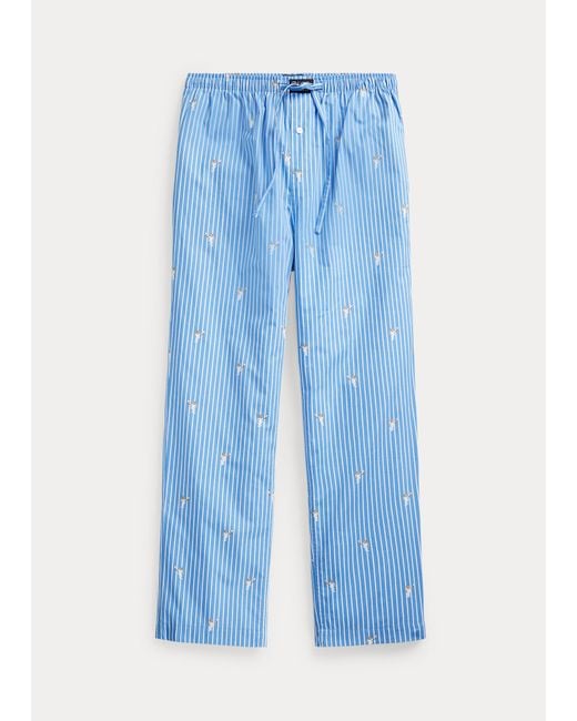 Polo Ralph Lauren Gestreifte Pyjamahose mit Polo Bear in Blue für Herren