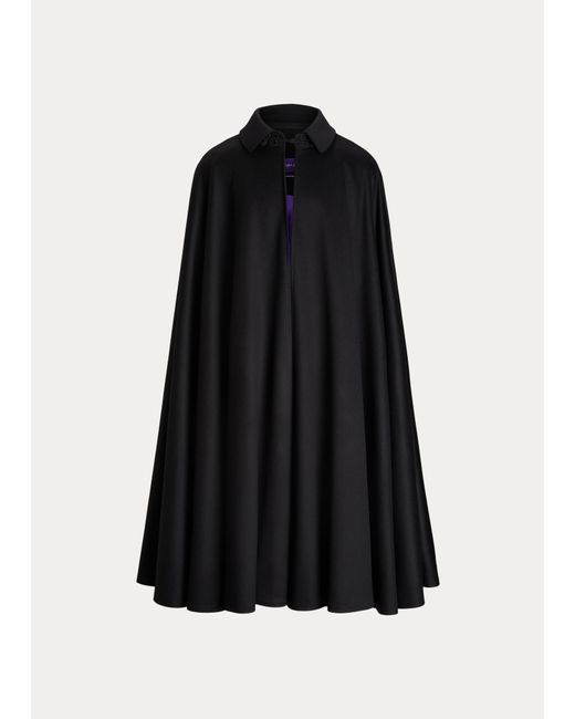 Ralph Lauren Purple Label Black Handmade Silk-lined Wool Cape for men