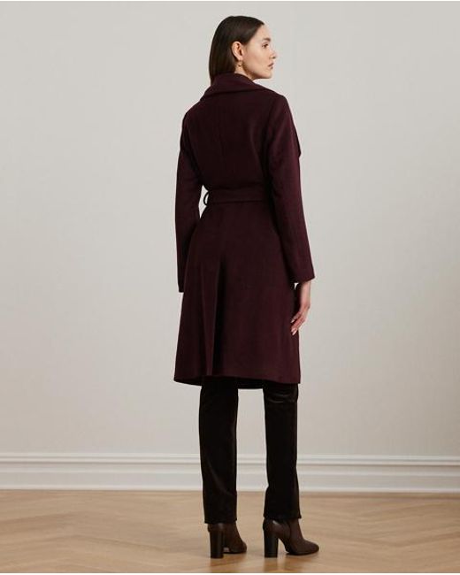 Ralph Lauren Brown Belted Wool-Blend Wrap Coat