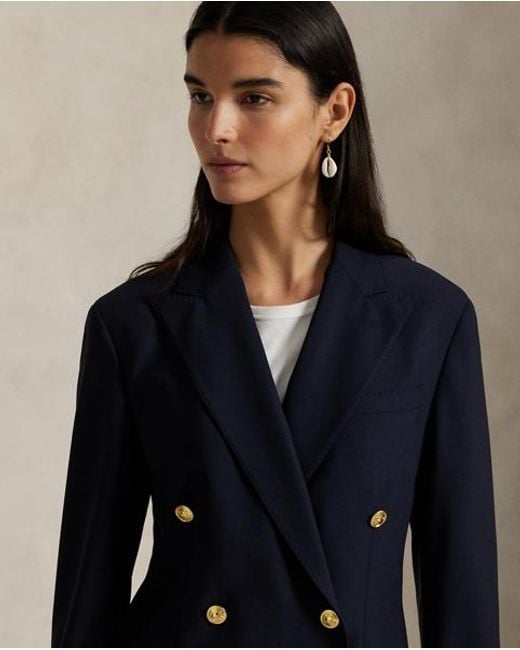 Polo Ralph Lauren Black Double-Breasted Stretch Wool Blazer