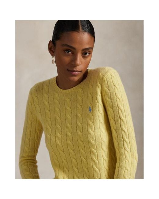 Girocollo in lana e cashmere a trecce di Polo Ralph Lauren in Yellow